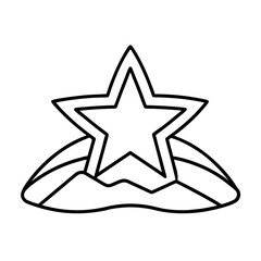 Obraz premium star on snowy hill coloring page black outline