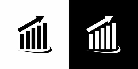 bar chart with arrow black and white icon vector