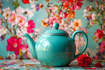 teapot with flowers