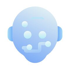 Ai technology robot head icon for artificial intelligence and machine learning concept vector design on transparent background