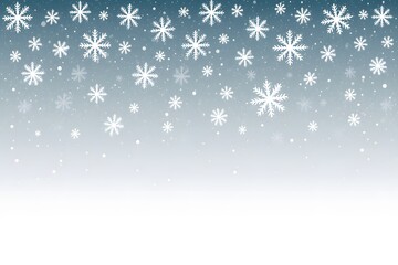 a gradient blue to white background, A winter scene with many snowflakes.  Blue shiny winter banner with snow, panoramic winter scene of falling snowflakes,  wallpaper