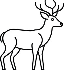 Fototapeta premium deer icon outline vector illustration on transparent background