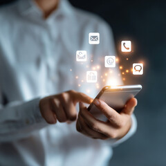 "Business Growth, Technology, and Digital Communication Icons"

