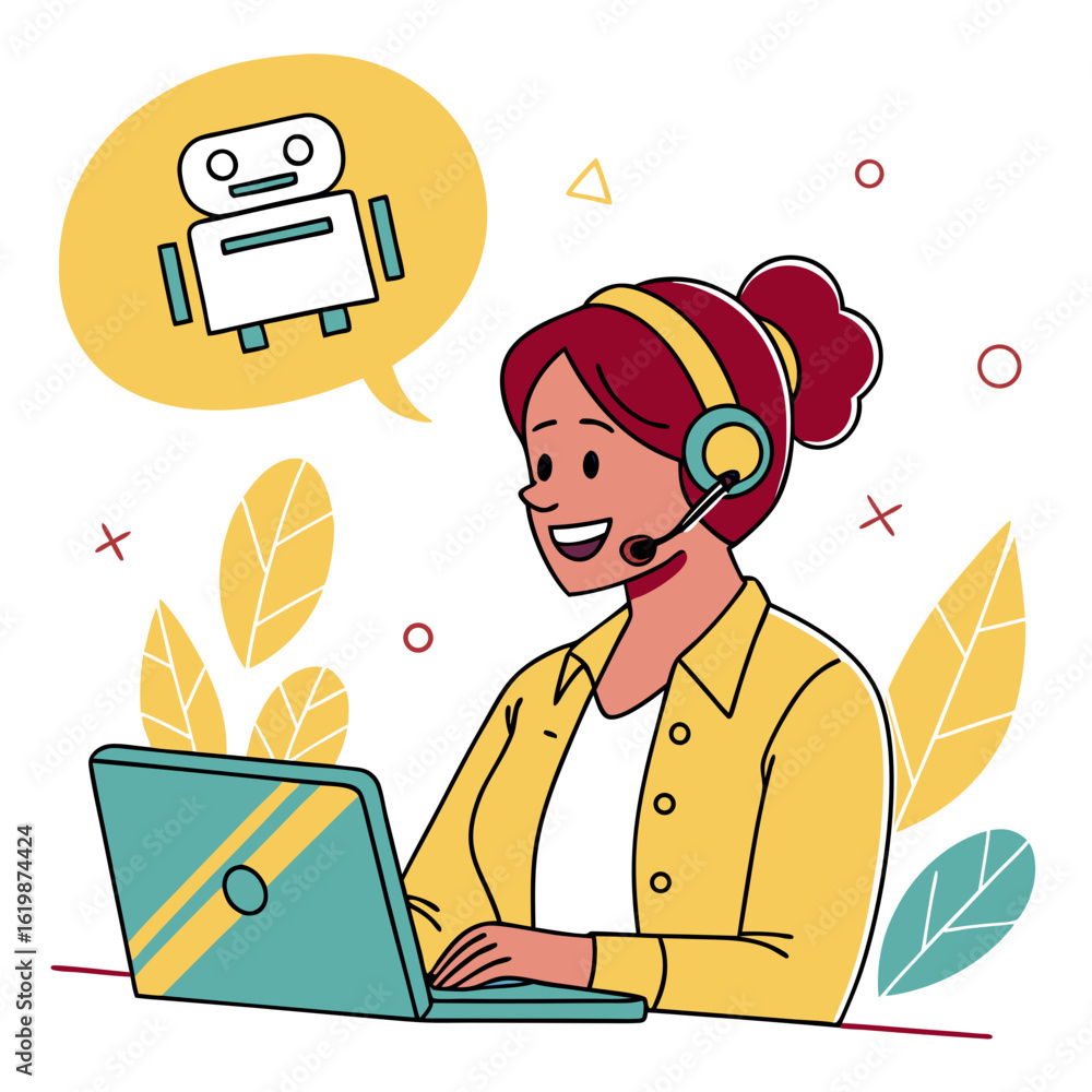Poster customer service agent with a chatbot concept on transparent background isolated on transparent back