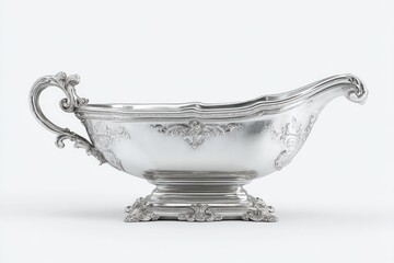 Ornate silver gravy boat