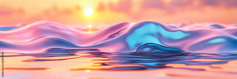 Poster digital waves create an awe inspiring seascape with abstract designs and captivating motion visuals