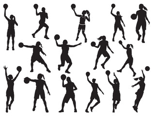 FEMALE BASKETBALL PLAYERS SILHOUETTE