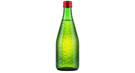 Isolated Green Glass Bottle with Water Droplets