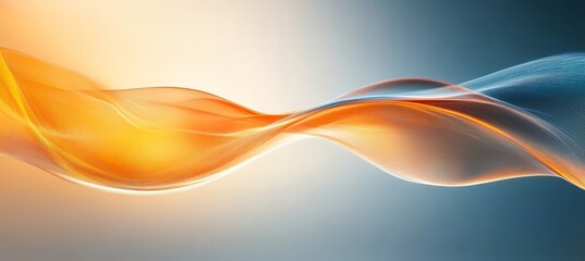 Fototapeta na wymiar Dynamic Abstract Composition Shimmering Waves of Orange and Blue in Elegant Motion and Flow