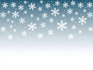 A winter scene with many snowflakes. a gradient blue to white background,  Blue shiny winter banner with snow, A panoramic winter scene of falling snowflakes, 
