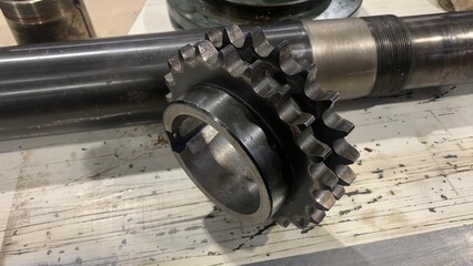 view of machine items such as gears and shafts of industrial machines