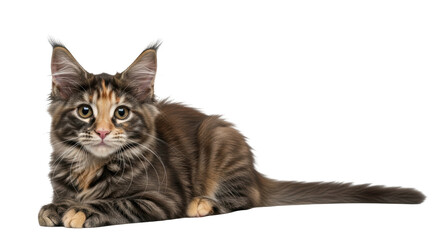 Isolated Maine Coon Kitten Lying Down © Luca