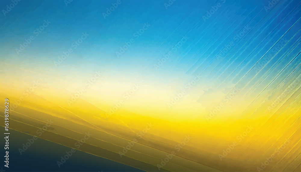 Poster abstract digital art with flowing yellow and blue waves on a gradient background vector illustration