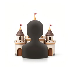 Dark silhouette of a person in front of a castle silhouette