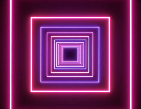 Fototapeta Neon square tunnel effect