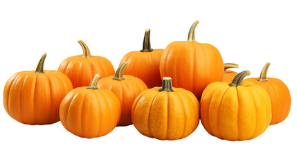 Harvest pumpkins for autumn festival and Halloween celebration season, inviting fall vibes and tasty recipes isolated on white or transparent png.