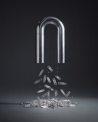 Obraz premium Magnet Attracting Clips, Office Setting, Dark Background, Illustrative Concept