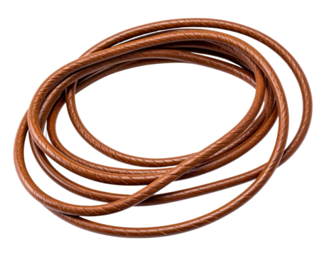  Flexible Leather Rope in Brown on Transparent Background PNG