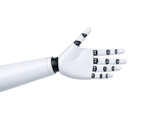 White robotic hand giving thumbs up gesture suitable for technology concepts, approval, ai technology, robotic advancements, futuristic themes, and positive feedback.