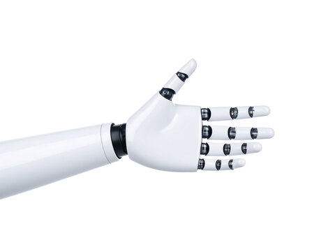 White robotic hand giving thumbs up gesture suitable for technology concepts, approval, ai technology, robotic advancements, futuristic themes, and positive feedback. - Powered by Adobe
