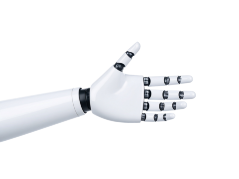 White robotic hand giving thumbs up gesture suitable for technology concepts, approval, ai technology, robotic advancements, futuristic themes, and positive feedback.
