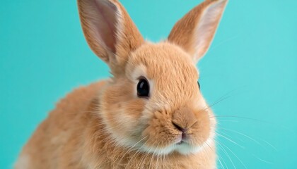 Obraz premium Close-up of a fluffy orange rabbit