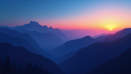 Majestic mountain range at sunrise.