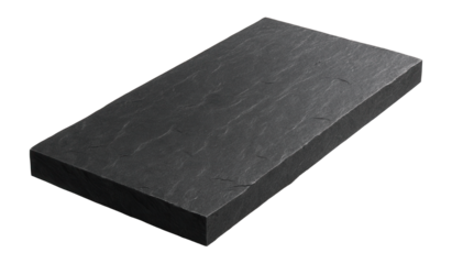 Slate paving tile for a sleek urban home driveway, with a narrow rectangular form and a dark, slate-gray color.