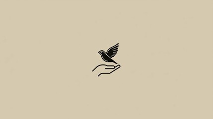 Logo design featuring a hand releasing a bird. Peace. Freedom