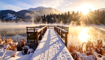 Winter Sunrise on a Snowy Lake