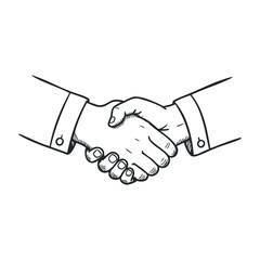 Fototapeta premium Handshake outline drawing - agreement, partnership, business collaboration concept. Vector illustration