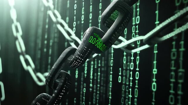 Abstract digital chain with binary code