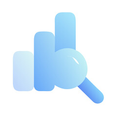 Blue search icon graphic design vector illustration for business analysis and data visualization concept on transparent background