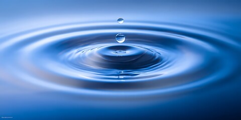 Stunning High-Speed Capture of Water Droplet Impact with Concentric Ripples and Surface Tension in Deep Blue Liquid Environment
