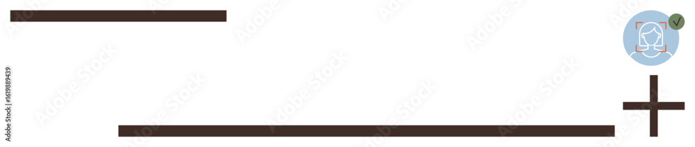 Poster horizontal dark lines with thin alignment, minimal circular emblem, and green dot near a plus mark. 