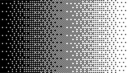 Pixelated bitmap gradient texture.8 bit video game screen wallpaper Black and white dither pattern background.	