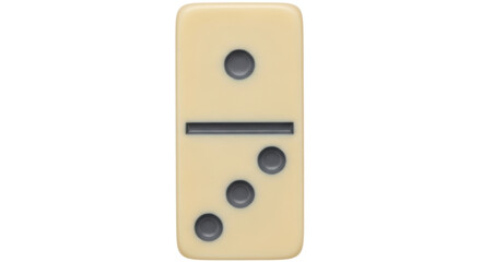 Isolated domino tile with two and four dots