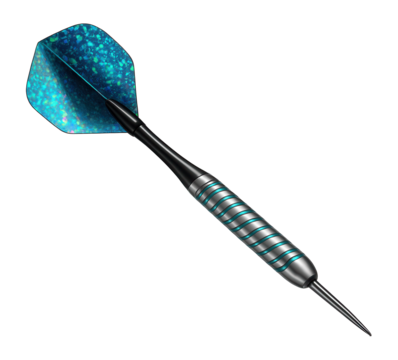 Nickel-plated dart with spiral pattern and holographic flights for home use