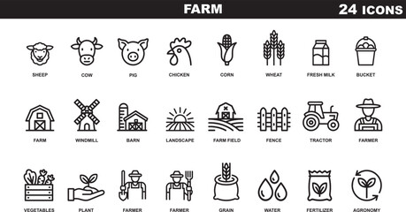 Farm and Agriculture Line Icons Collection