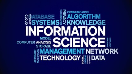 information science animated word cloud-text design animation tag kinetic typography seamless loop. - Powered by Adobe