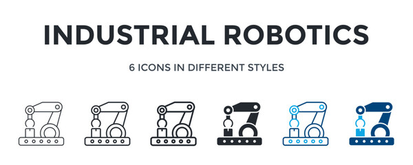 Industrial Robotics Icon In Different Style Vector Illustration. Designed In Thin Line, Regular Line, Bold Line, Glyph, Color Line, And Color Glyph Style Can Be Used For Web