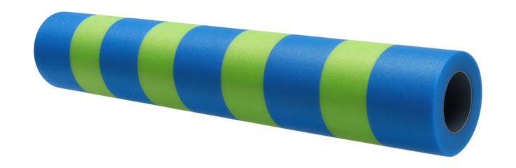 Hollow-core pool noodle with a striped pattern for swimming training