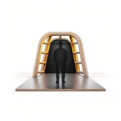 Man standing in futuristic doorway silhouette