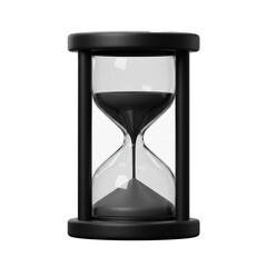 Black Hourglass Time Passing Isolated on cutout PNG background