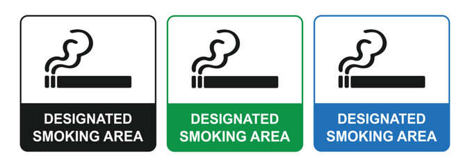 designated smoking area signs set of 3 color variants green blue black © DzineUsama