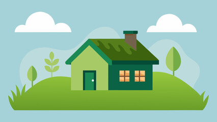 House with Grass Roof in Nature