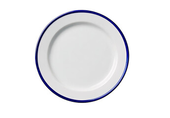 White plate with a blue rim