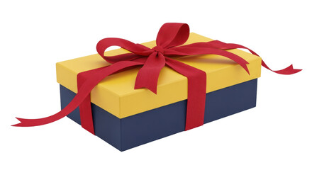 Isolated Gift Box with Red Ribbon