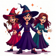  Three evil witches on Halloween