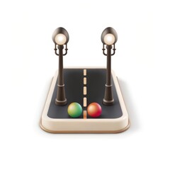 Traffic light game with balls silhouette